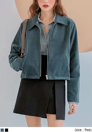 BONBON COLLAR VELVET ZIPUP JACKET