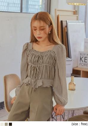 WRINKLE SQUARE SEETHROUGH BLOUSE