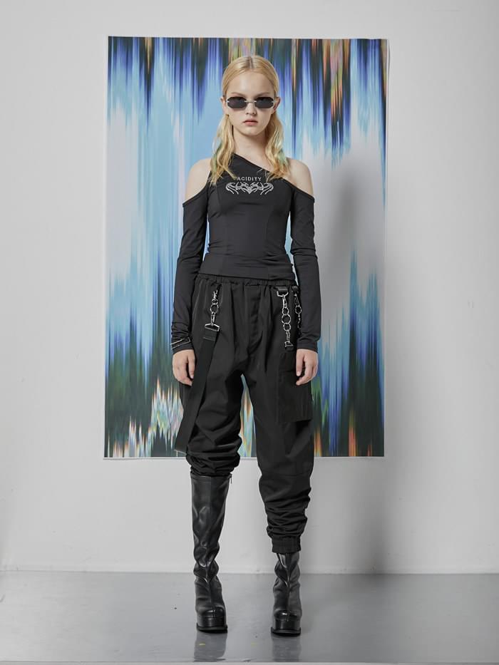ACIDITY - CHAIN POCKET JOGGER PANTS (BLACK)