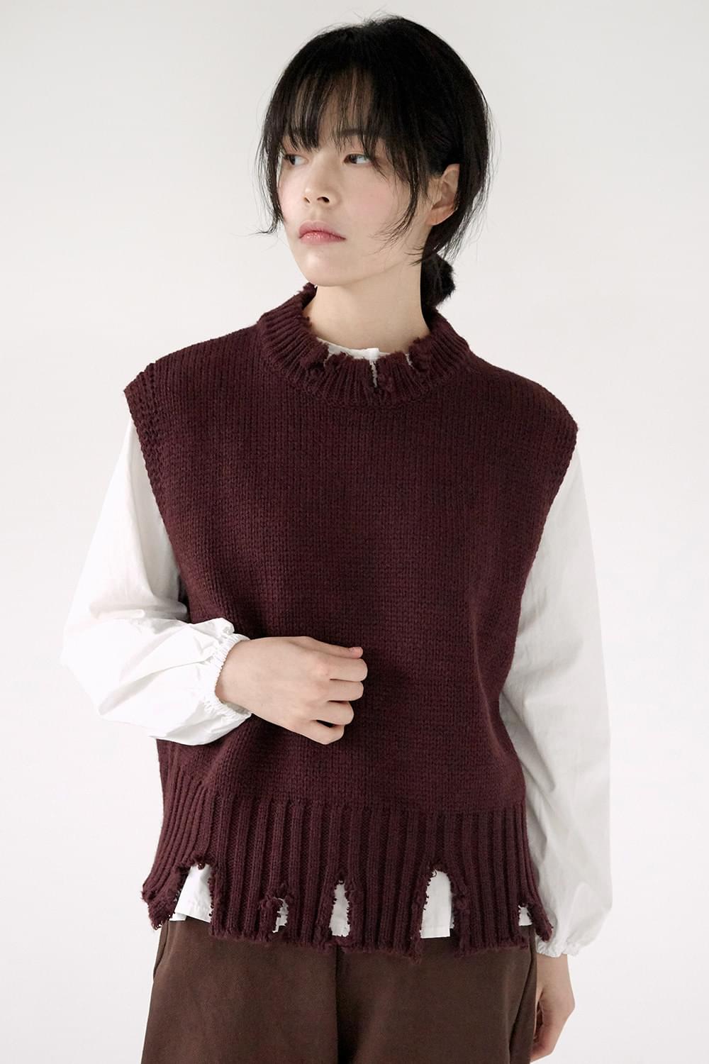 damaged detail loose vest