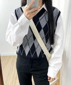패턴아가일니트조끼