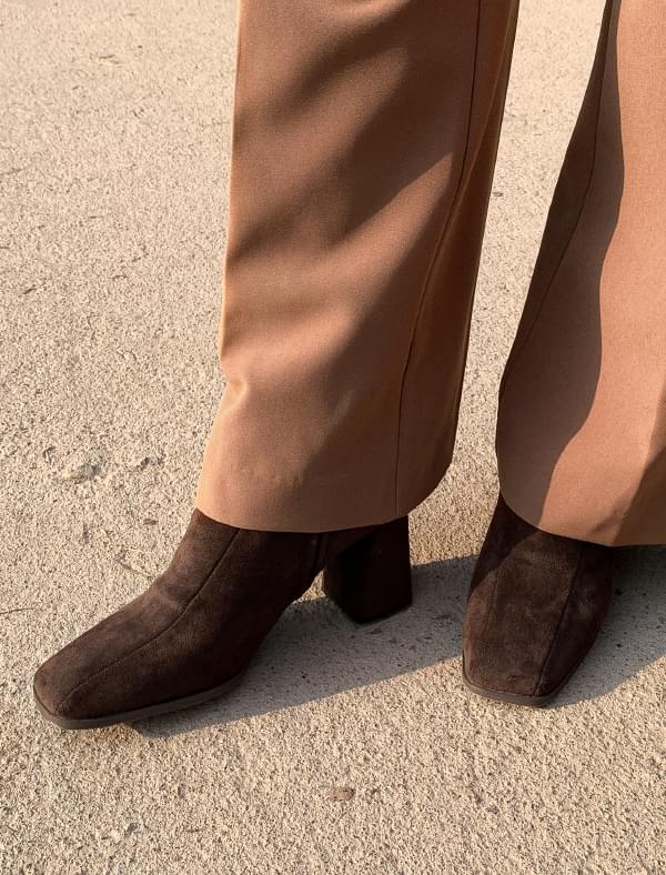 classy suede bootie heel