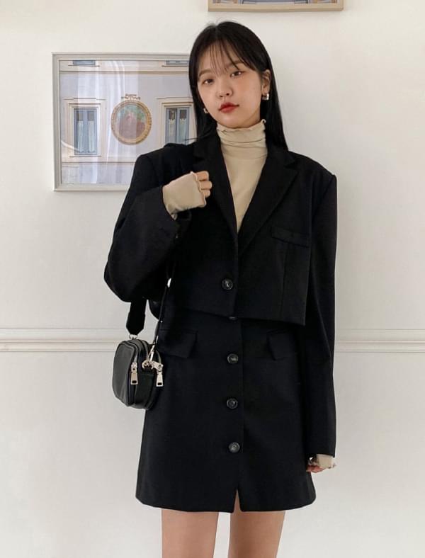 one button crop short jacket