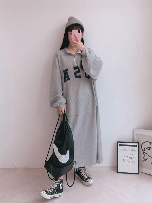 USA zipper long dress