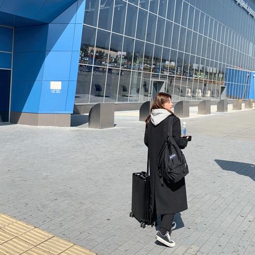 라디 오버핏 더블 롱코트
