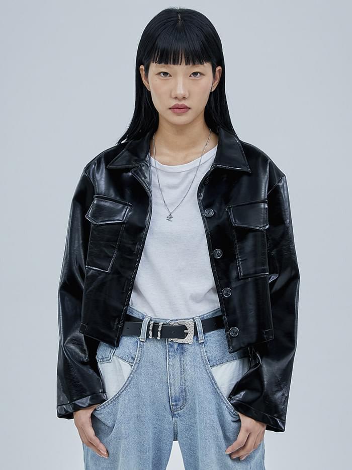enamel crop jacket - woman