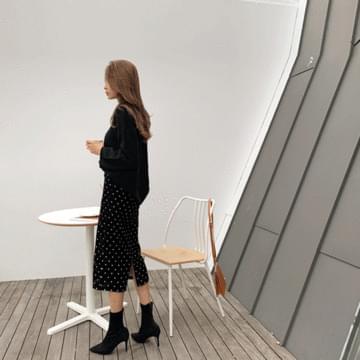 젤로 벨벳 도트 롱스커트