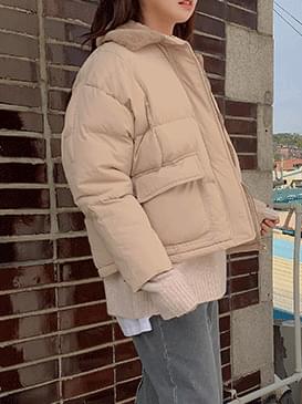 페이크퍼카라 숏패딩점퍼