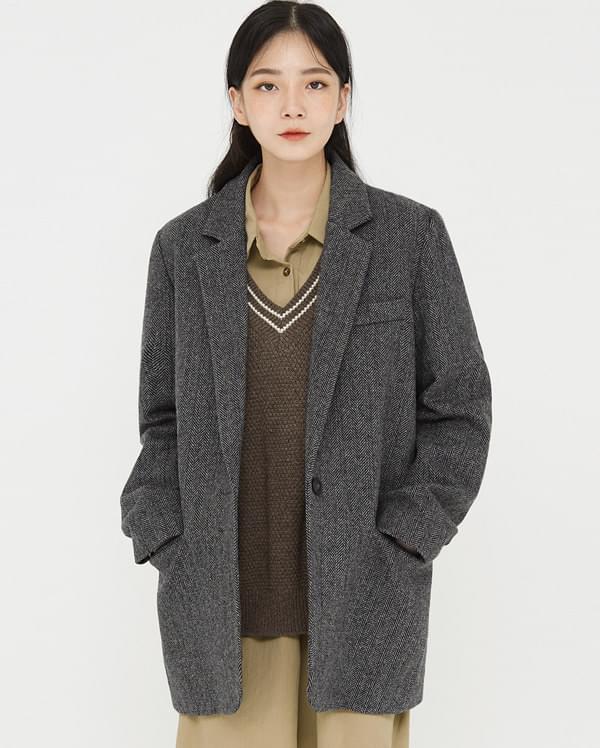 aidou herringbone wool jacket