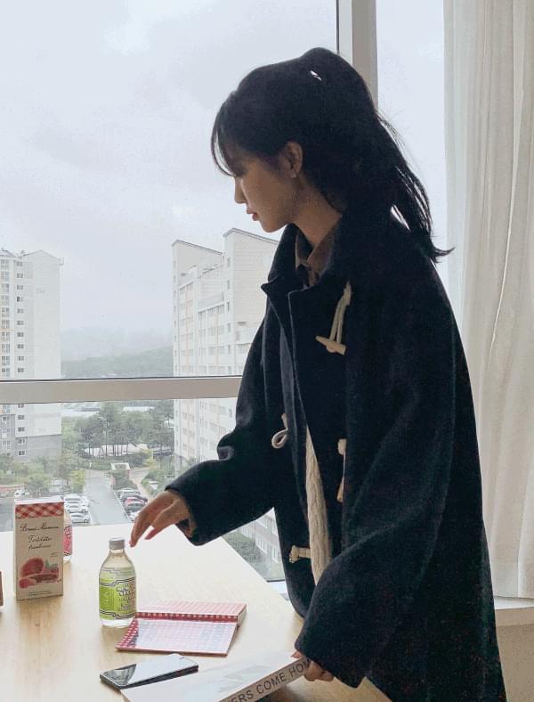 side slit wool duffle coat