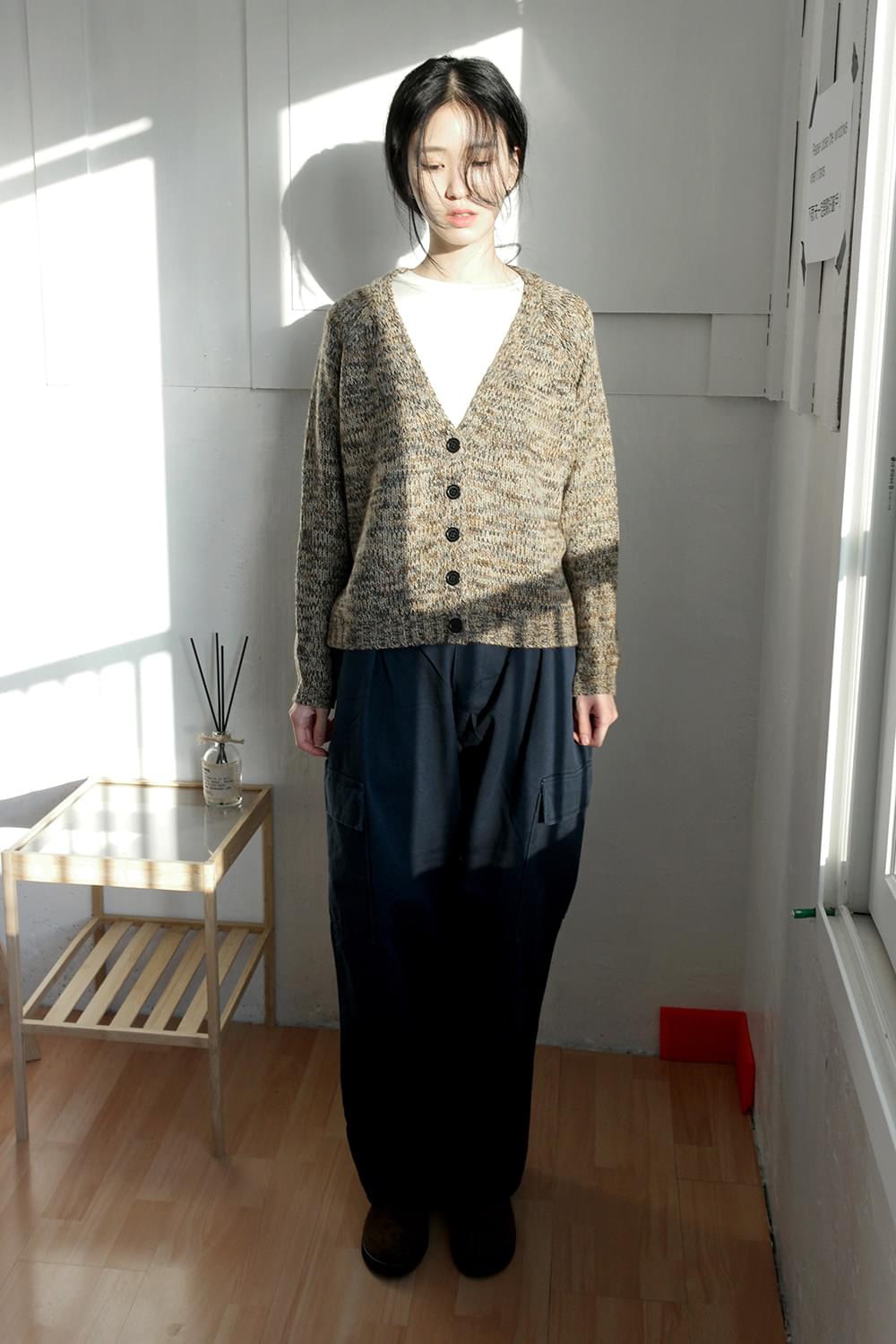 mixture v-neck cardigan (beige)