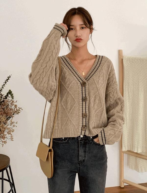 twist v-neck wool cardigan