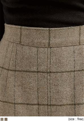 COMFY NAPPING CHECK SLIT LONG SKIRT