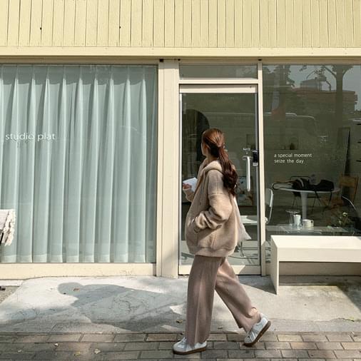 무무 오버핏 덤블 후드 집업