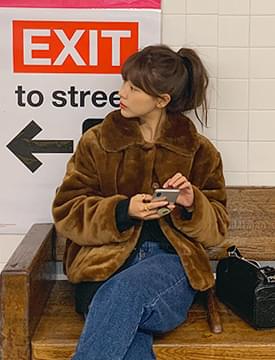 Soft collar fur jacket_H
