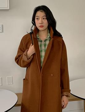 Wool button long coat_P (size : free)