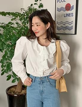 Frill puff cotton blouse_H