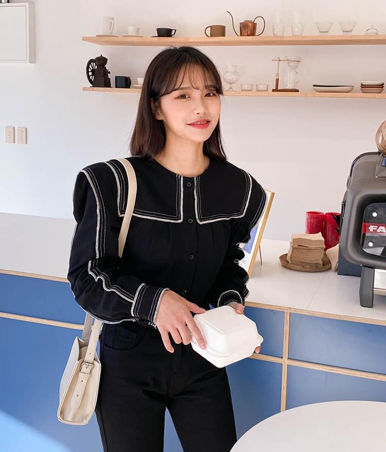 스티치 세라 라운드 블라우스