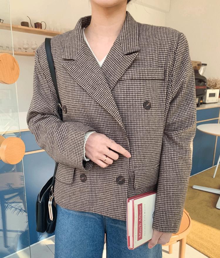 클래식 숏 체크 자켓