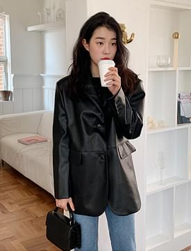 Chic button leather jacket_C ジャケット