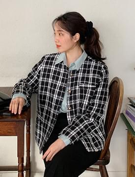 Tweed check round jacket_C ジャケット