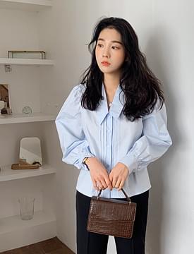 Pintuck v-neck collar blouse_C ブラウス
