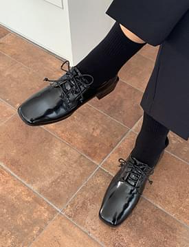 Glossy line lace-up shoes_C フラット