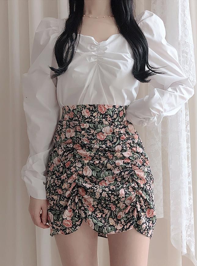 클라스 플라워 셔링스커트(아이,블랙)