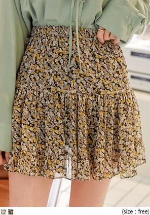 FLOWER CANCAN BANDING MINI SKIRT