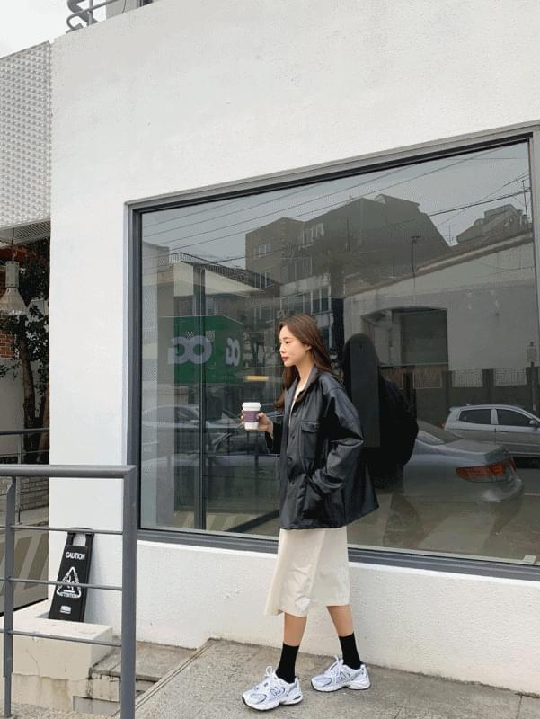 포켓 레더 자켓