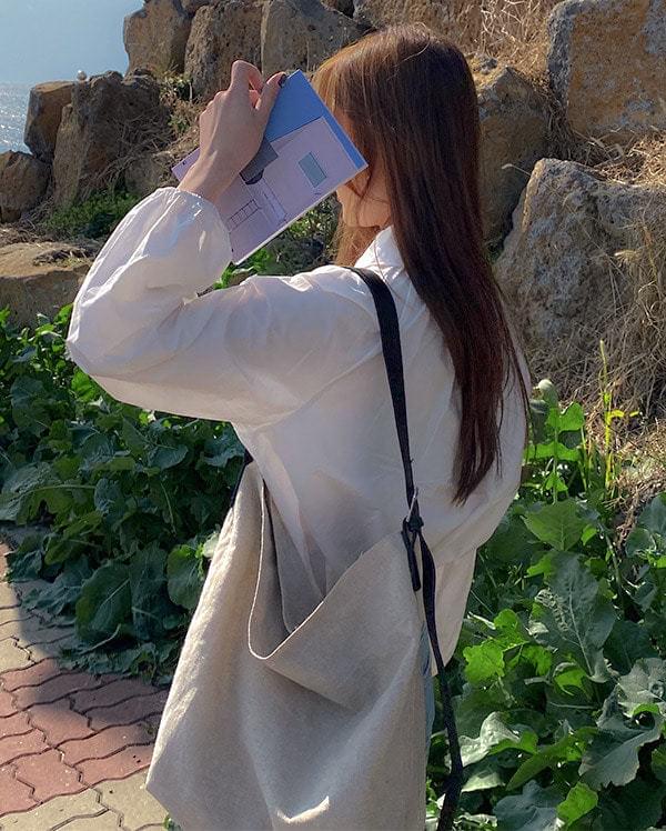 레더 핸들 심플 에코백