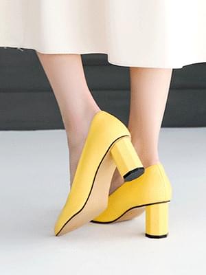 루리엘 가죽 미들힐 펌프스 6cm