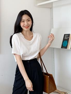 Tencel simple u-neck T_C 短袖上衣