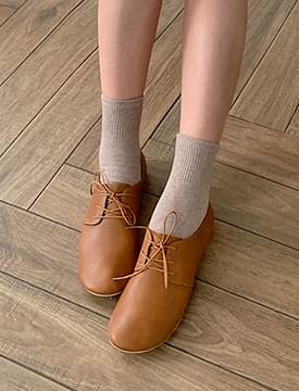 Round teo lace-up shoes_P 平底鞋