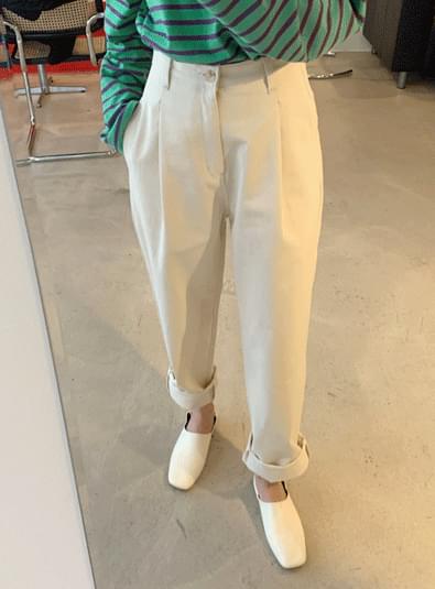 Pin tuck button wide pants 長褲