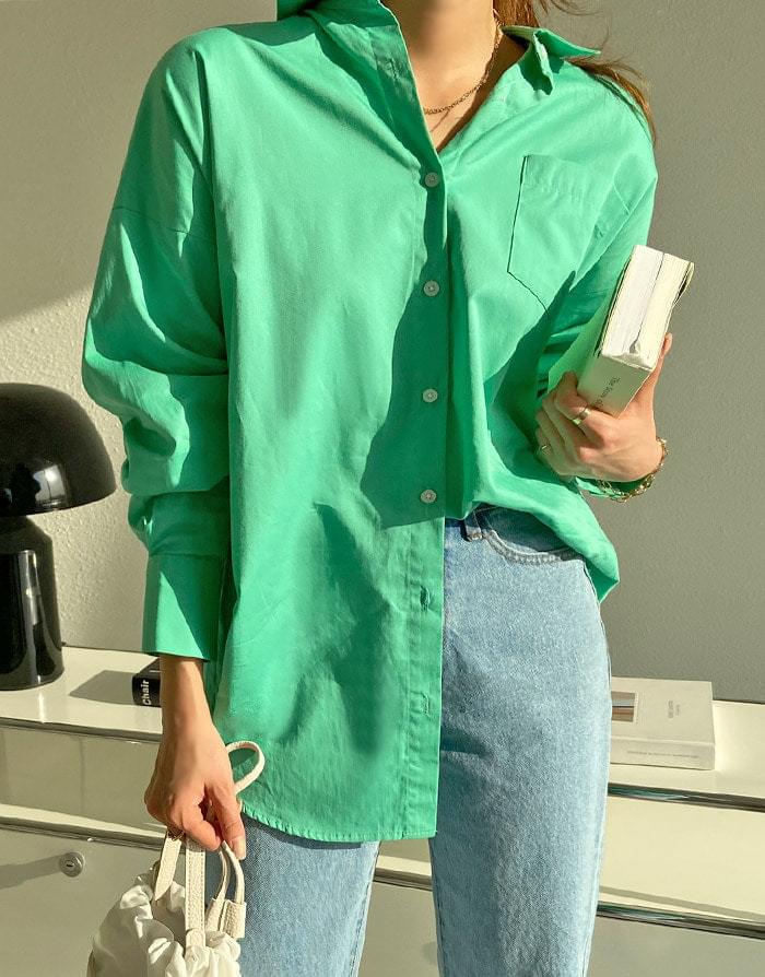브링 컬러 오버핏 셔츠 남방