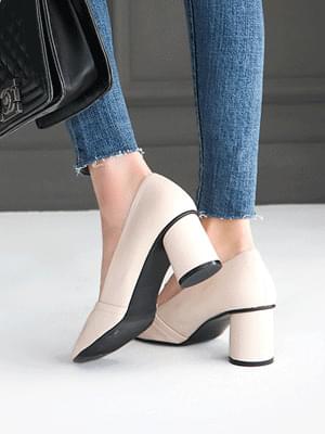 넬비아 셔링 미들힐 펌프스 6cm