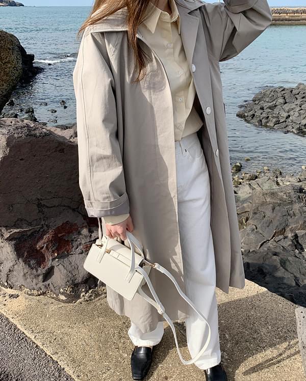 cham hidden button trench coat