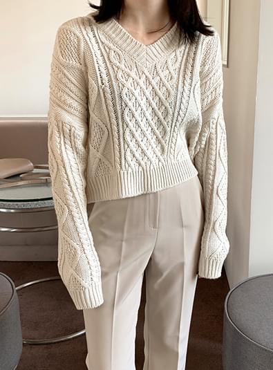 크롭 꽈배기 knit (*3color)