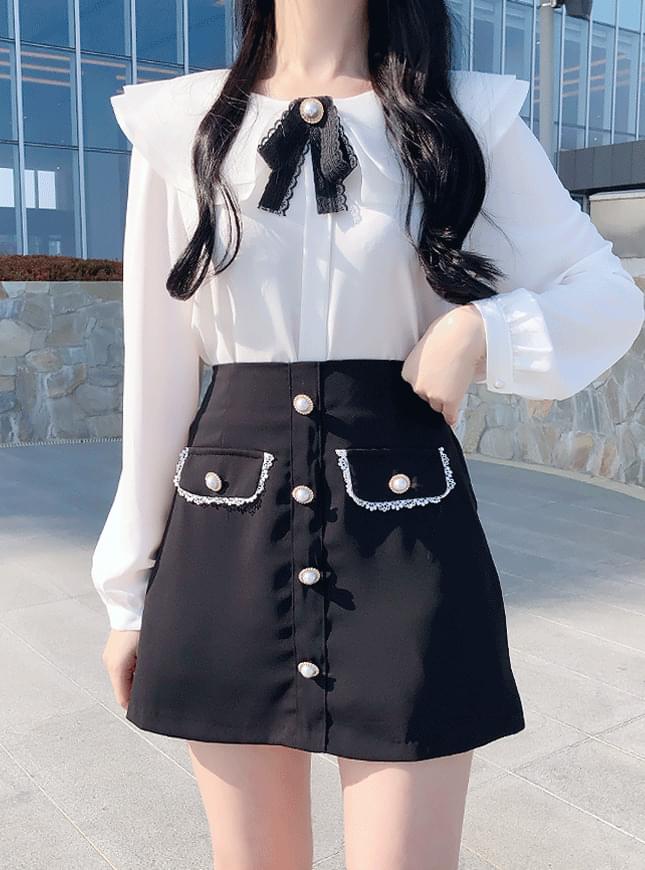 신상할인♥론다 배색 스커트팬츠(하늘,블랙)