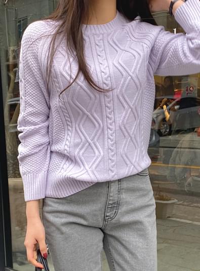 패턴 라운드 knit (*4color)
