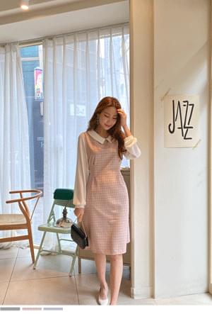 Sweet Humming Check Strap Dress