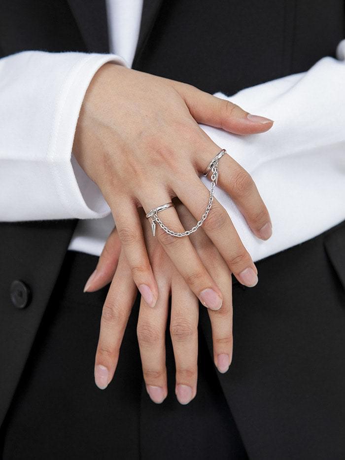2 set chain stud ring