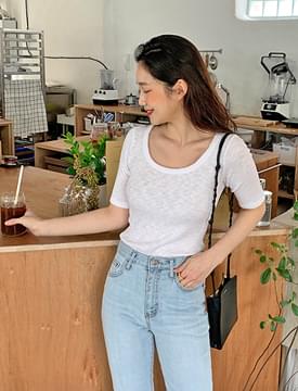 Belle Scoop Neck Ribbed T-shirt 短袖上衣