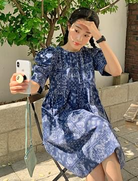 Paisley Puff Mini Dress 洋裝