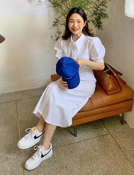 Anjou Linen Puff Long Dress 洋裝