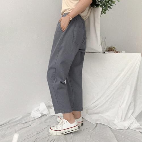 ウエストゴムルーズフィットコットン混パンツ