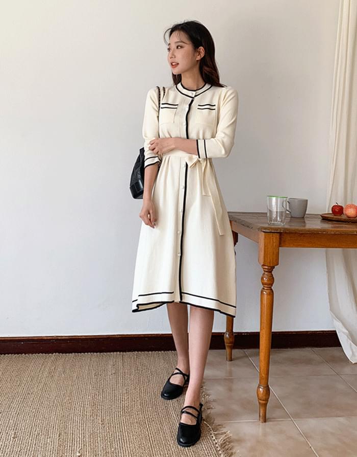 Color string knit dress dresses