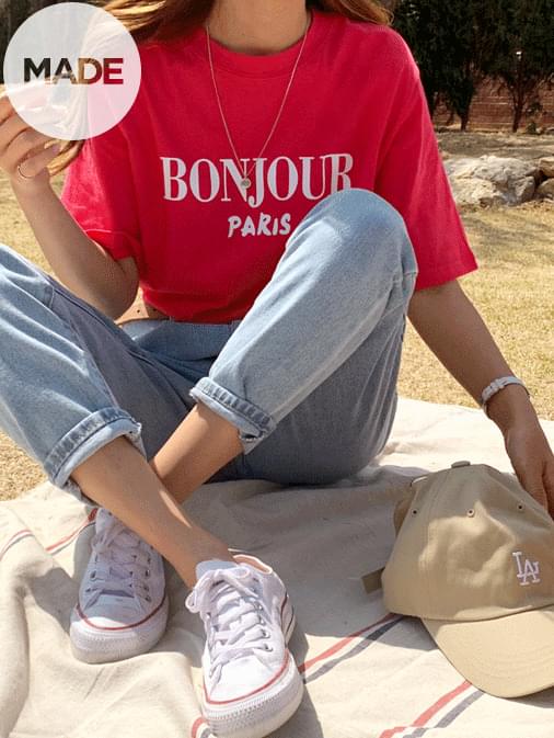 Bonjourni lettering T-shirt 半袖