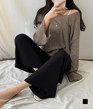 밴딩 스판 와이드 팬츠